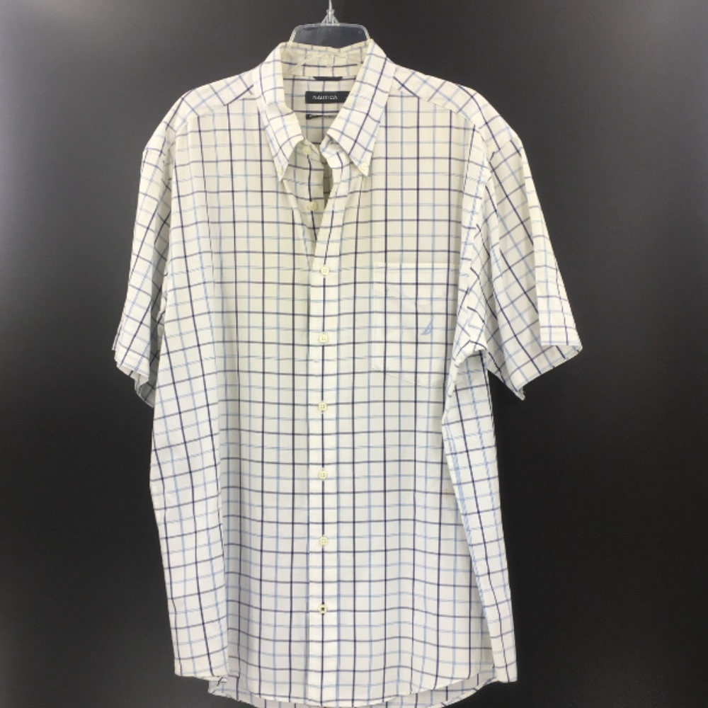 ⭐️HP⭐️NAUTICA Men's Shirt Checkered Blue & Brown